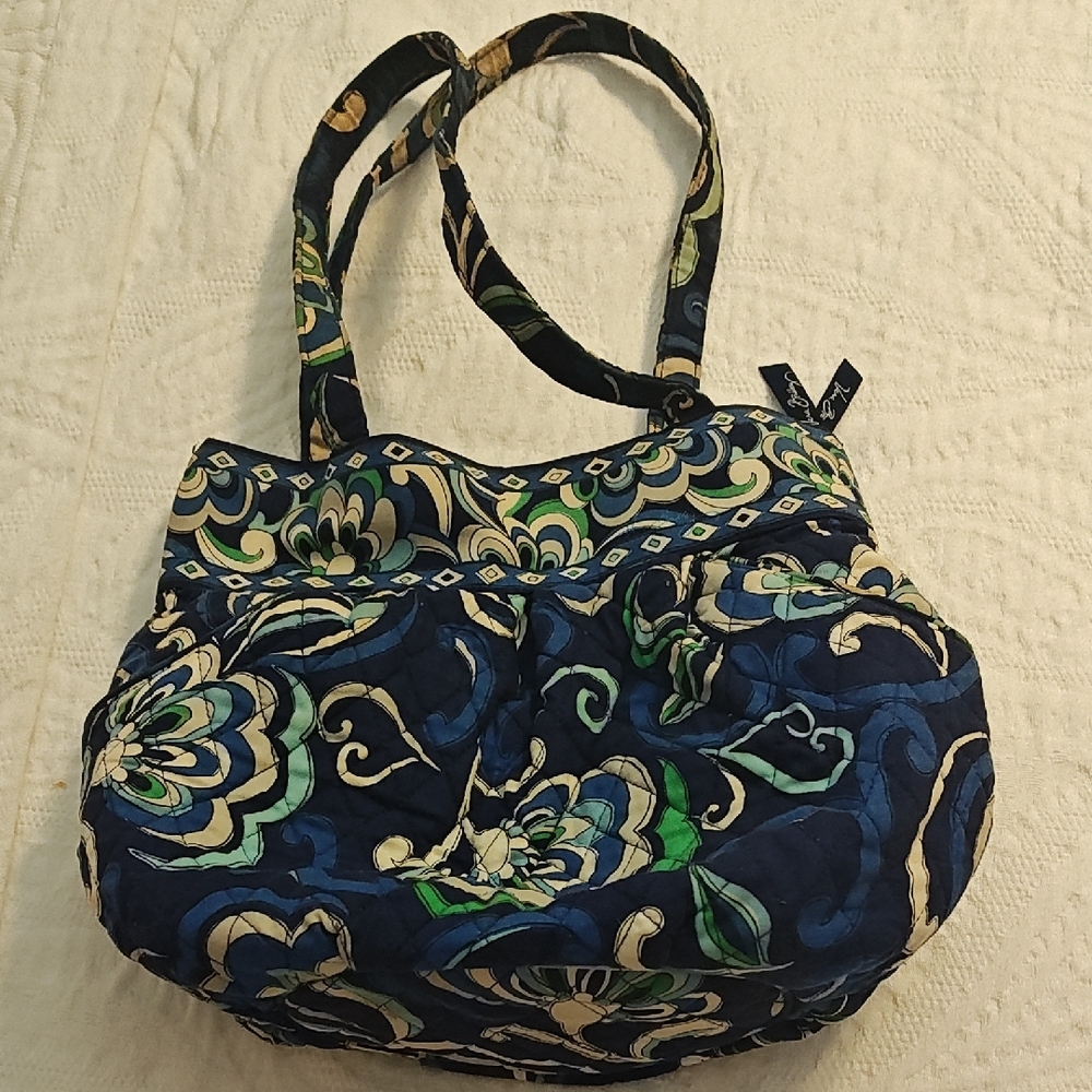 Floral Patterned Blue and Green Women's Bag